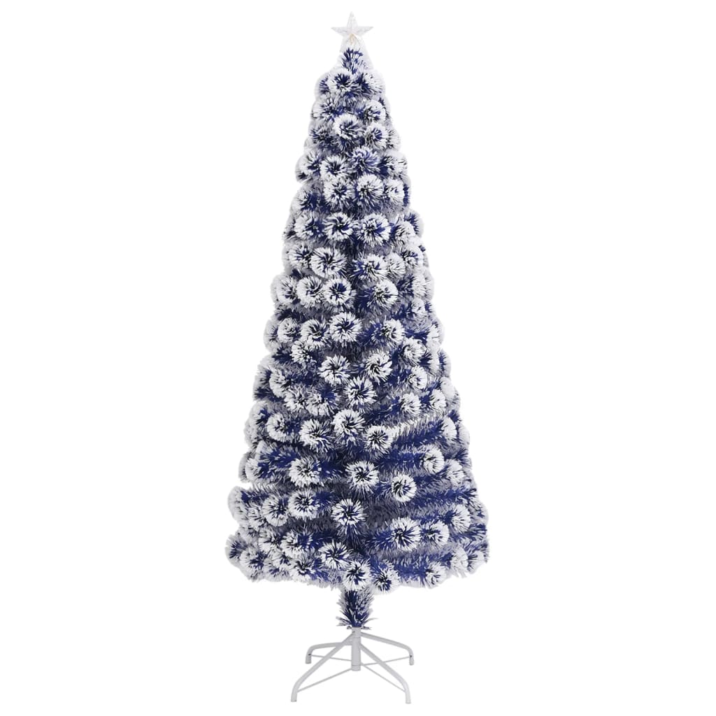 Artificial Pre-lit Christmas Tree White&Blue 180 cm Fibre Optic