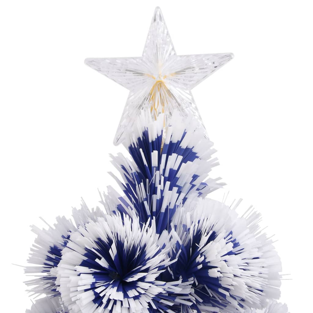 Artificial Pre-lit Christmas Tree White&Blue 210 cm Fibre Optic