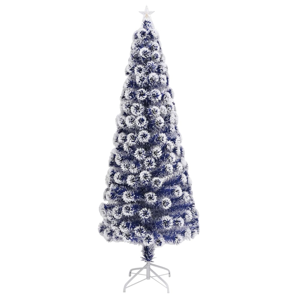 Artificial Pre-lit Christmas Tree White&Blue 240 cm Fibre Optic