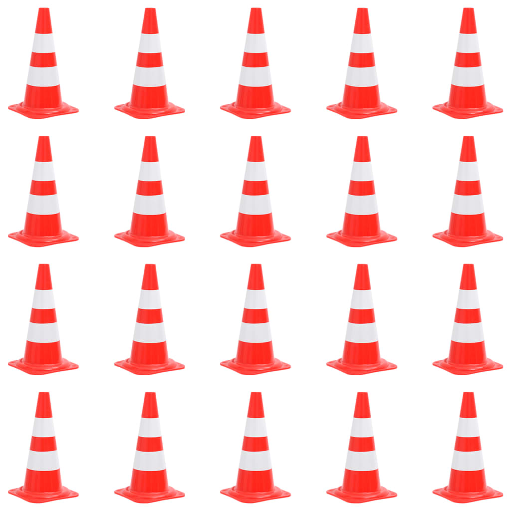 Reflective Traffic Cones 20 pcs Red and White 50 cm