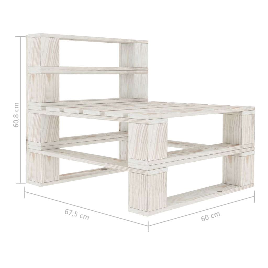 Garden Pallet Sofa White 3-Seater Wood
