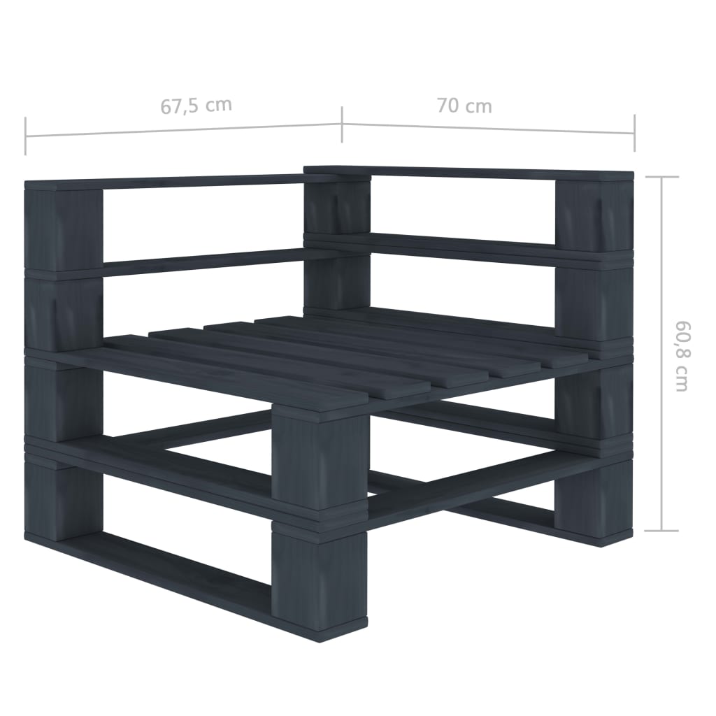 Garden Pallet Sofa Grey 3-Seater Wood