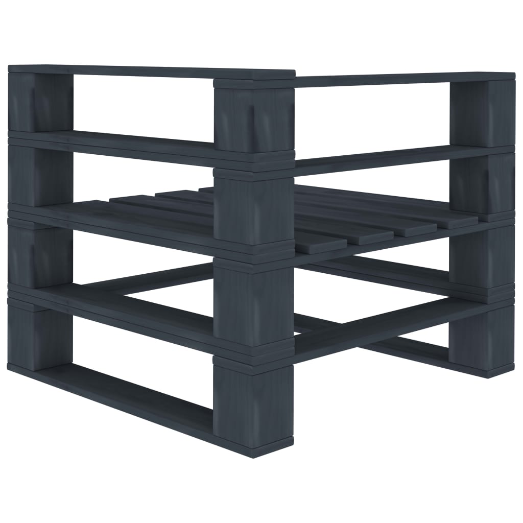 Garden Pallet Sofa Grey 3-Seater Wood