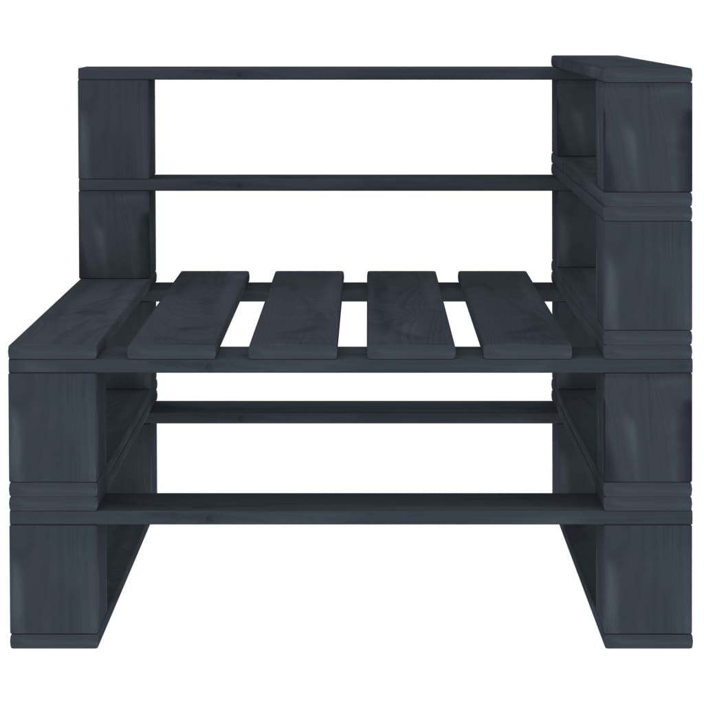 Garden Pallet Sofa Grey 3-Seater Wood