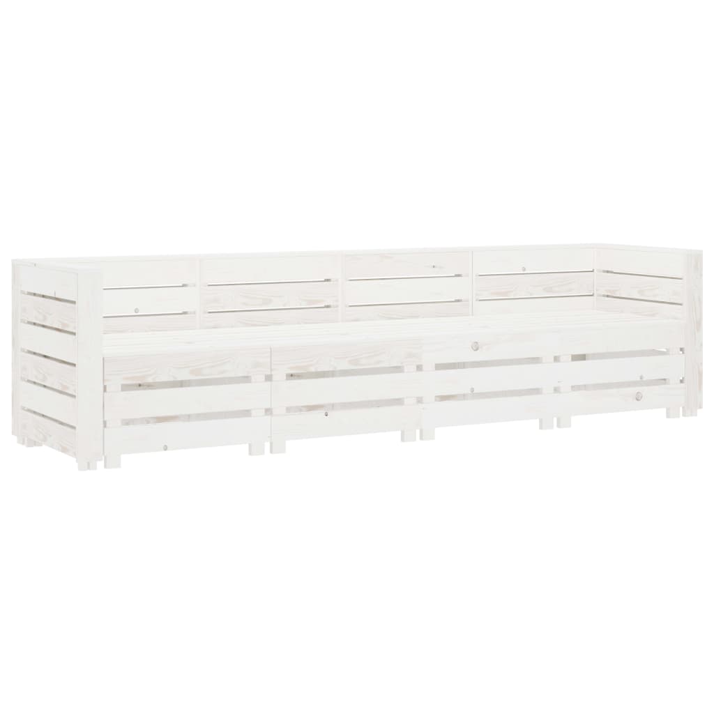 Garden 4-Seater Pallet Sofa Wood White