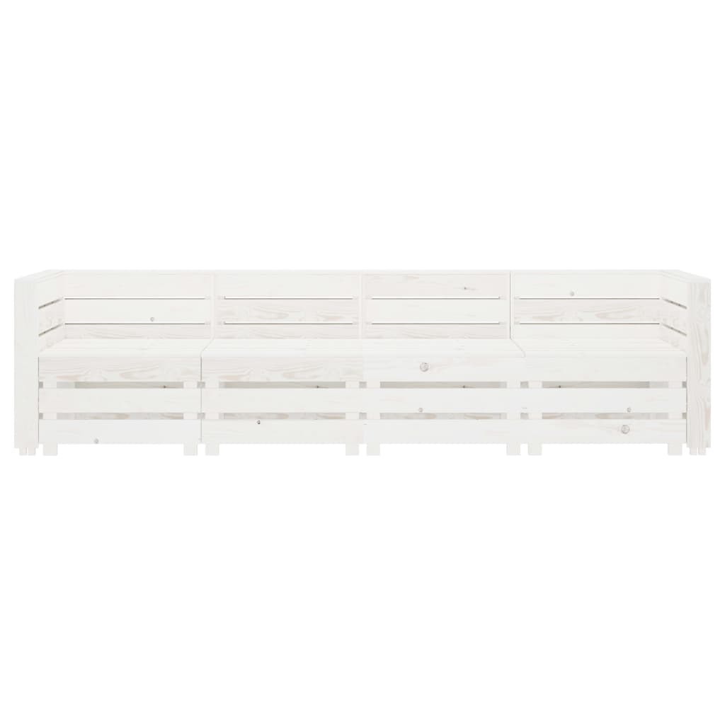 Garden 4-Seater Pallet Sofa Wood White