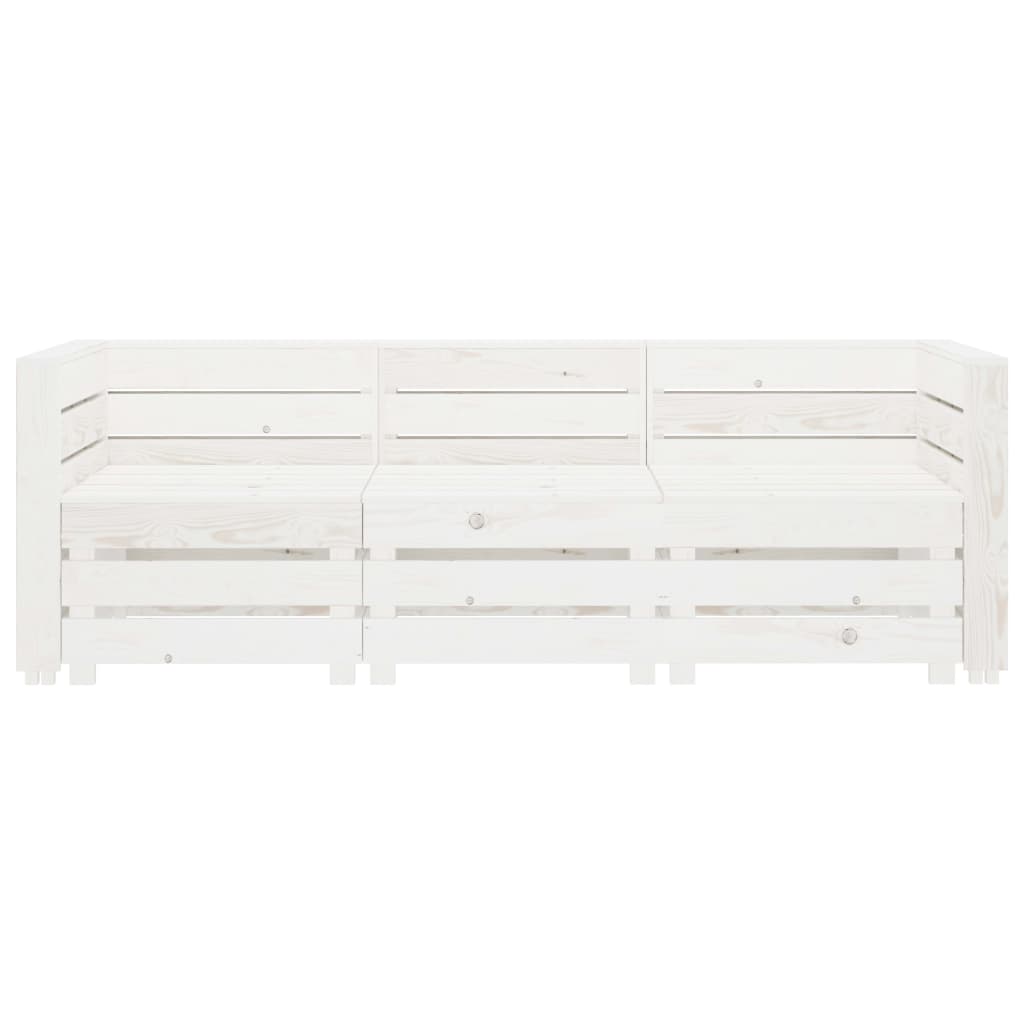 Garden 3-Seater Pallet Sofa Wood White