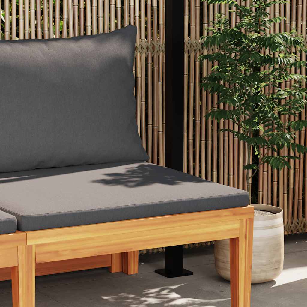 Garden Bench with Table Dark Grey Cushions Solid Acacia Wood
