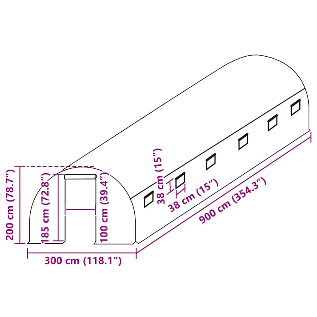 Greenhouse Replacement Cover (27 m²) 3x9x2 m Transparent