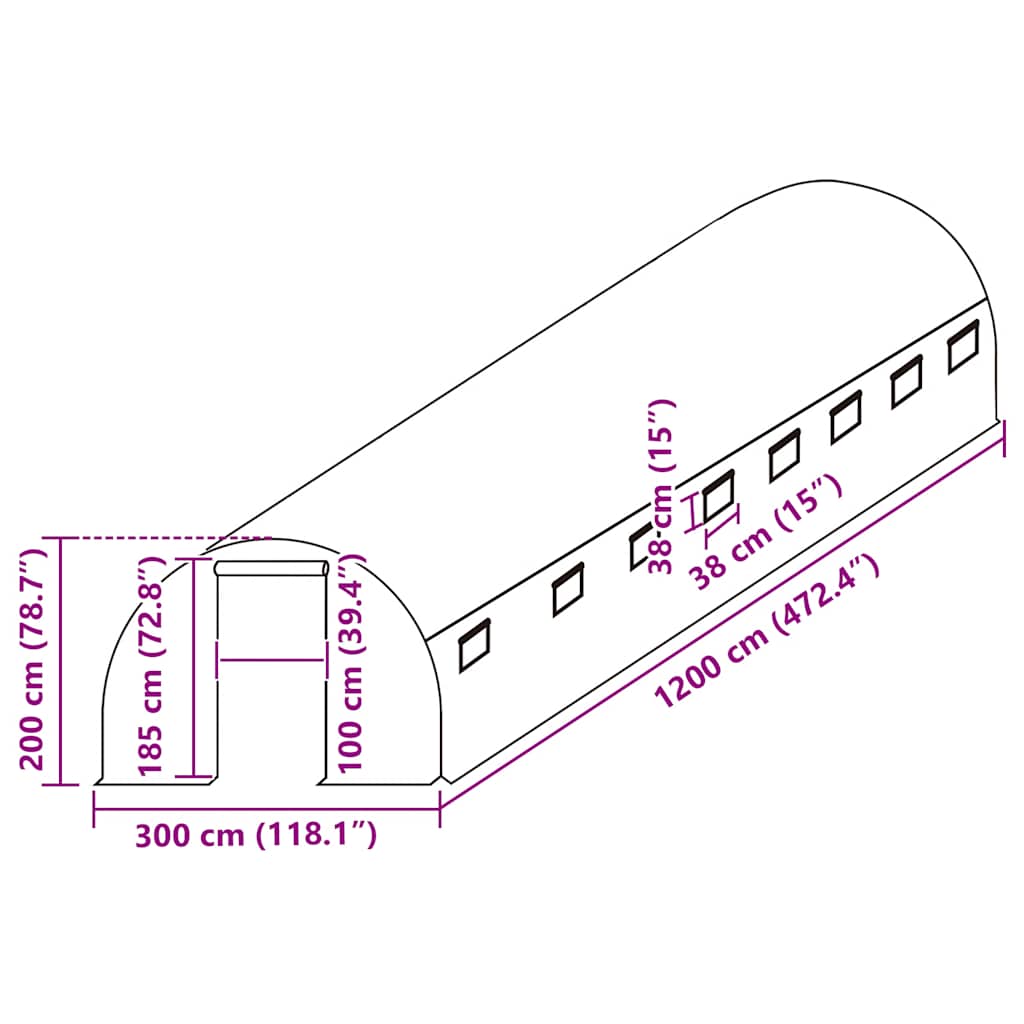Greenhouse Replacement Cover (36 m²) 3x12x2 m Transparent