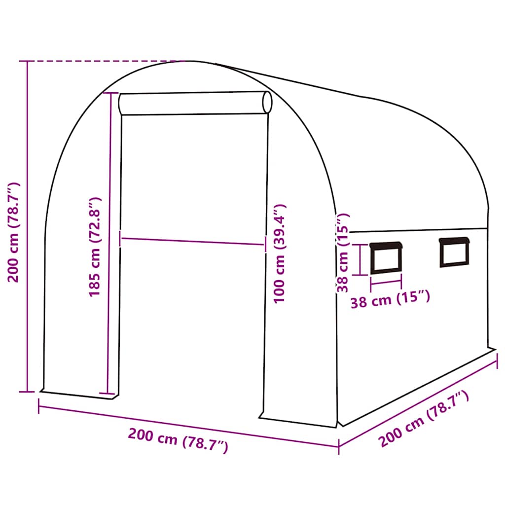Greenhouse Replacement Cover (4 m²) 200x200x200 cm Green