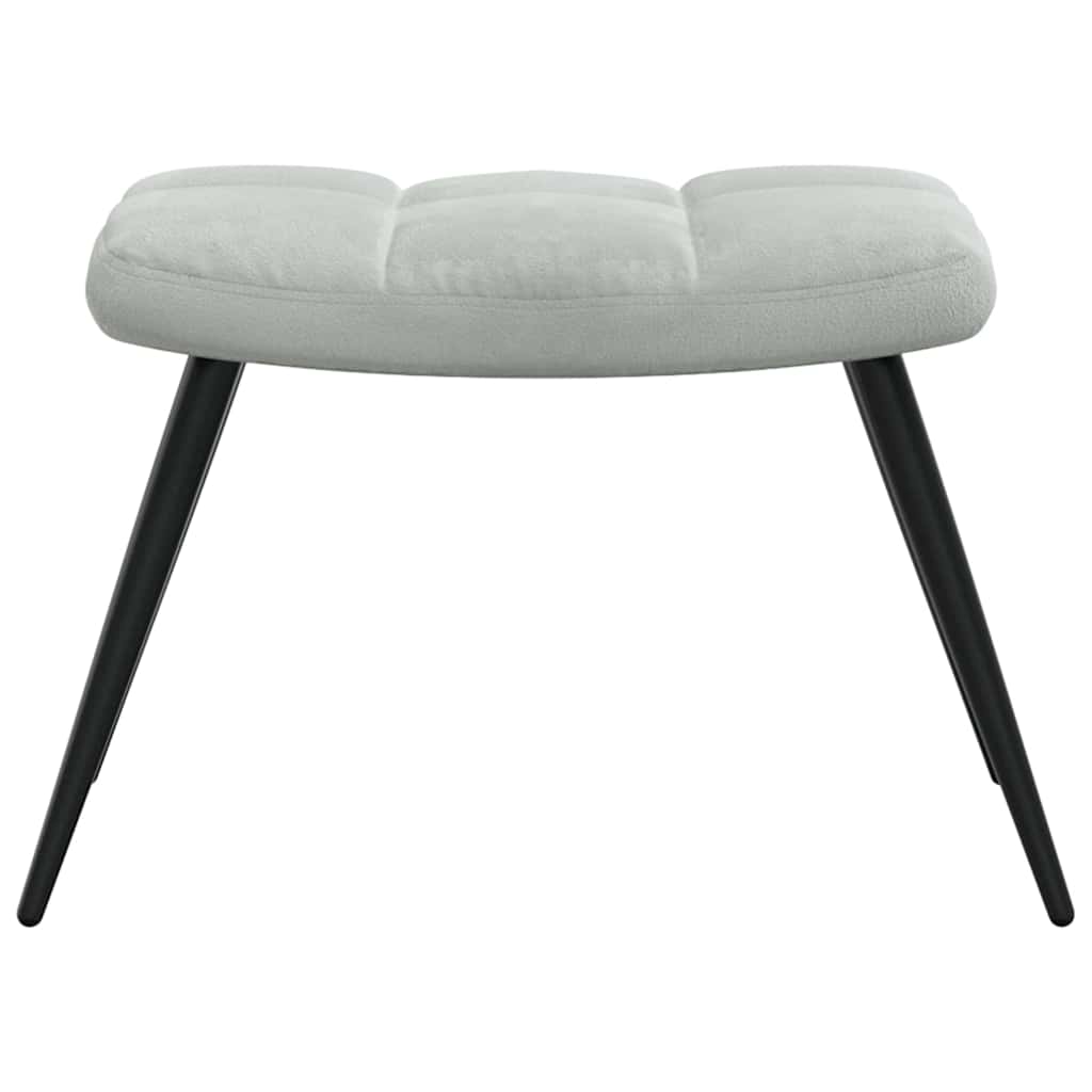 Relaxing Chair with a Stool Light Grey Velvet