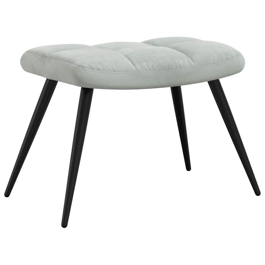 Relaxing Chair with a Stool Light Grey Velvet