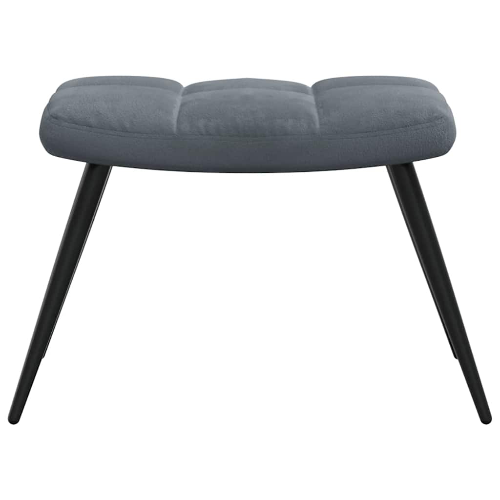 Relaxing Chair with a Stool Dark Grey Velvet