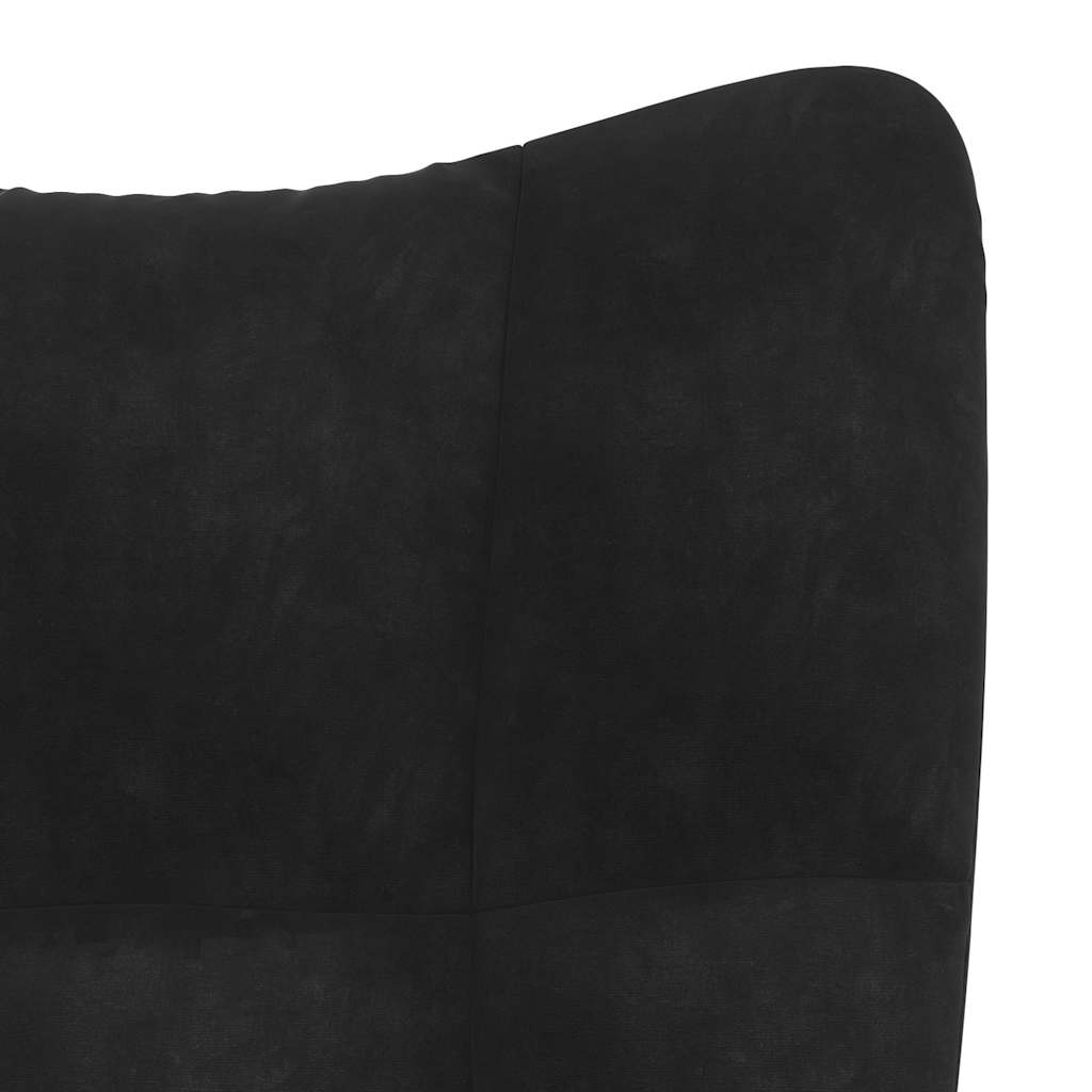 Relaxing Chair with a Stool Black Velvet