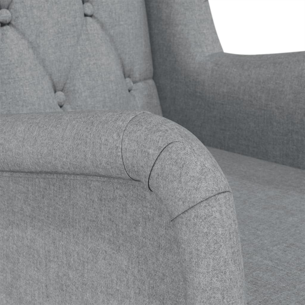 Armchair with Solid Rubber Wood Rocking Legs Light Grey Fabric