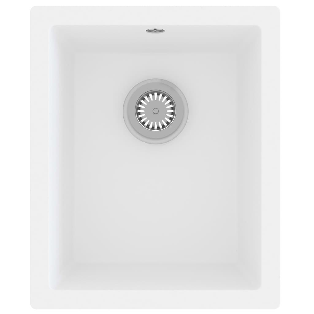 Kitchen Sink with Overflow Hole White Granite