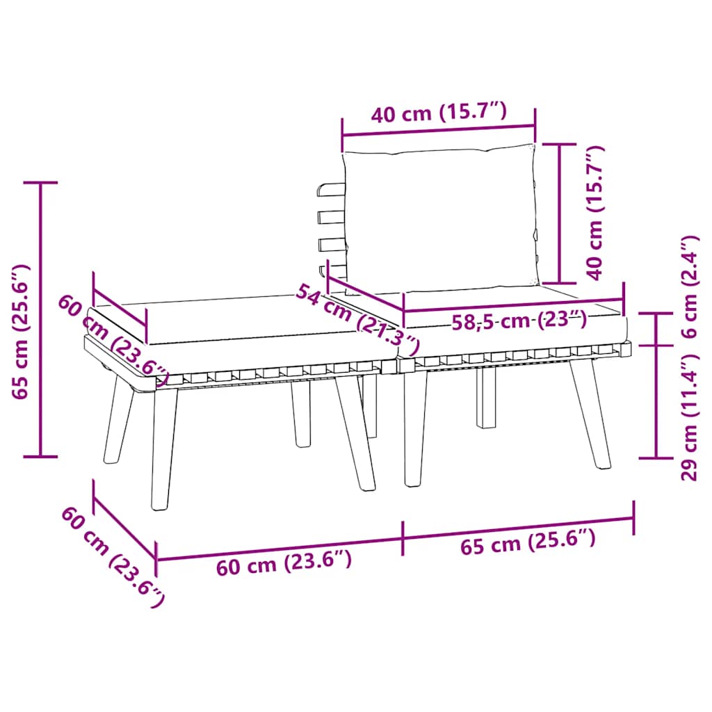 3 Piece Garden Lounge Set with Cushions Solid Acacia Wood