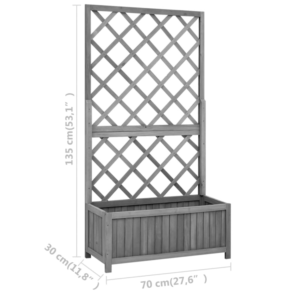 Garden Trellis Planter Black 70x30x135 cm Solid Firwood