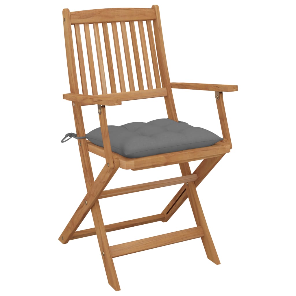 Folding Garden Chairs 6 pcs with Cushions Solid Acacia Wood