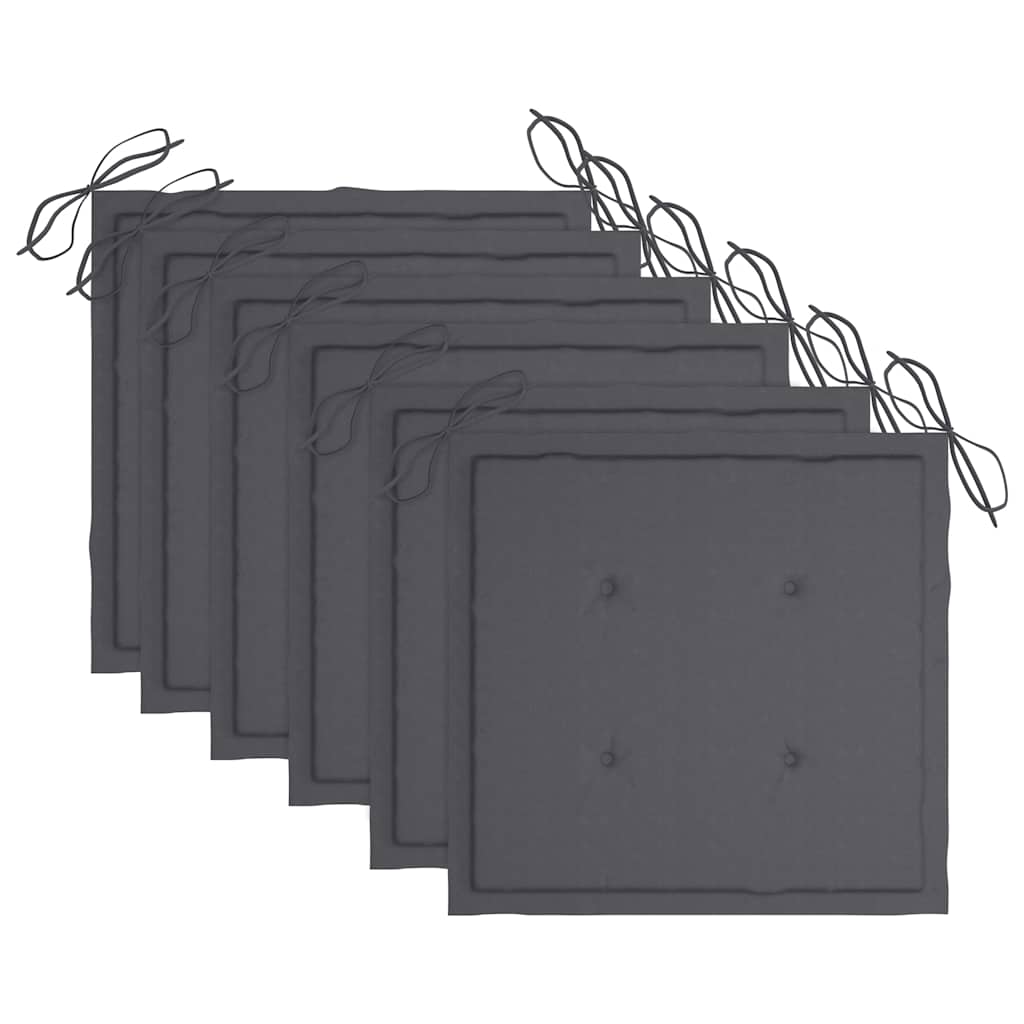 Folding Garden Chairs 6 pcs with Cushions Solid Acacia Wood