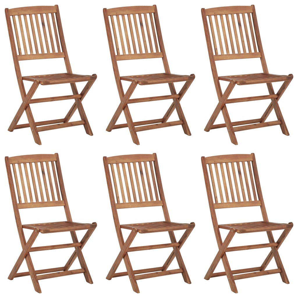 Folding Garden Chairs 6 pcs with Cushions Solid Acacia Wood