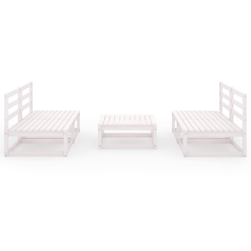 5 Piece Garden Lounge Set White Solid Pinewood