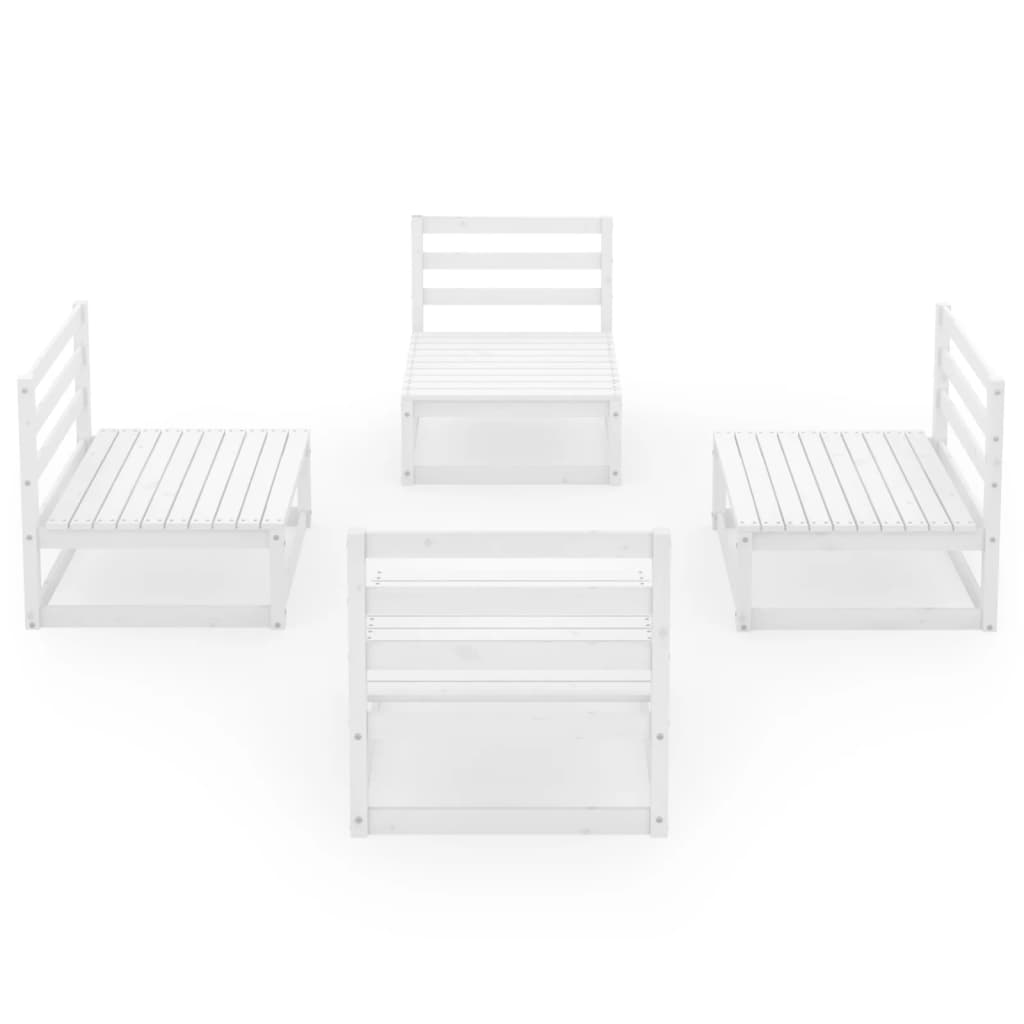 4 Piece Garden Lounge Set White Solid Pinewood