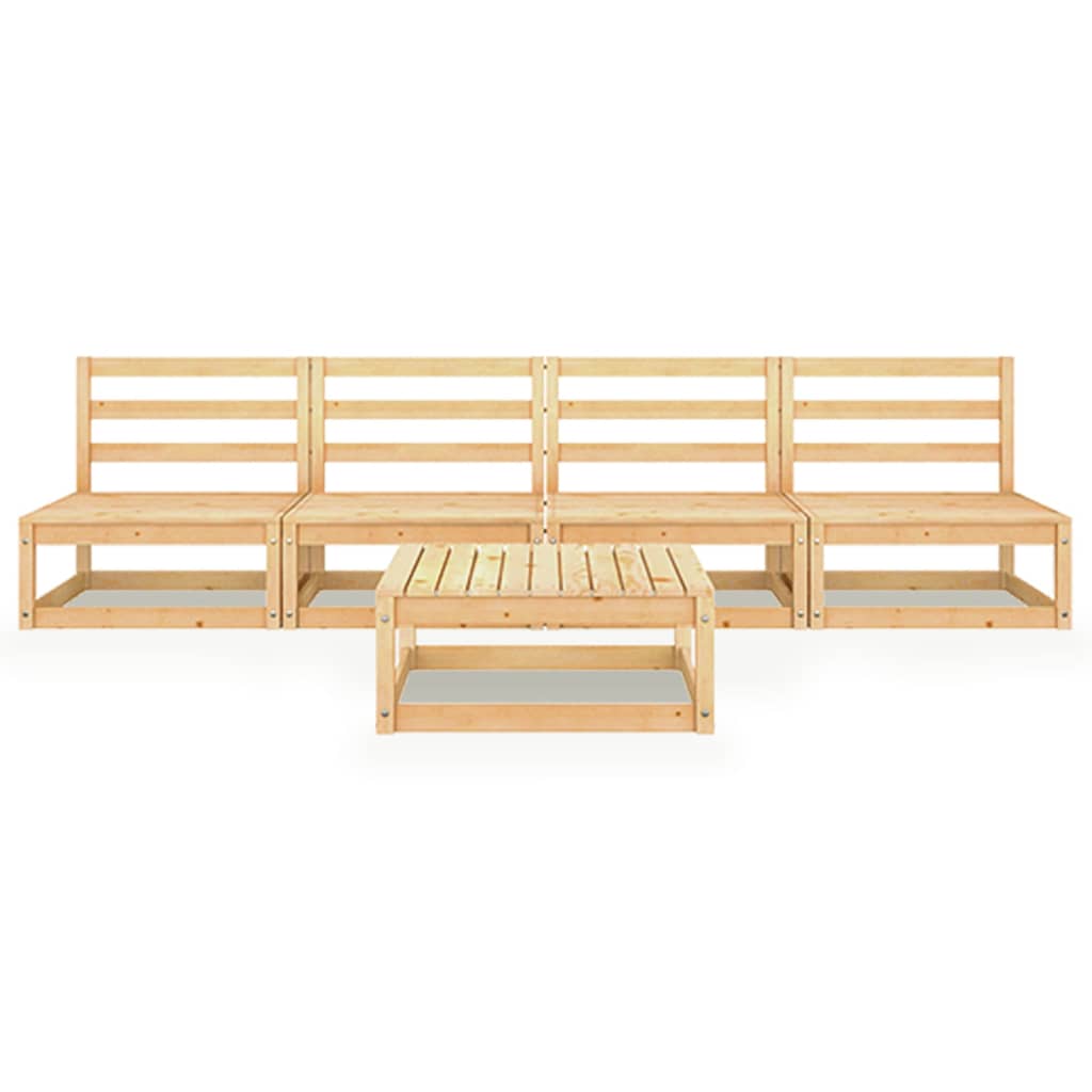 5 Piece Garden Lounge Set Solid Pinewood