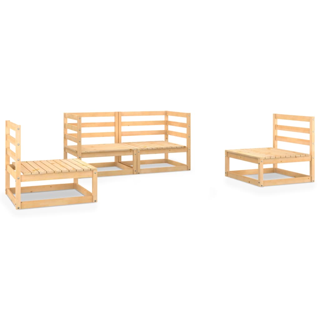 4 Piece Garden Lounge Set Solid Pinewood