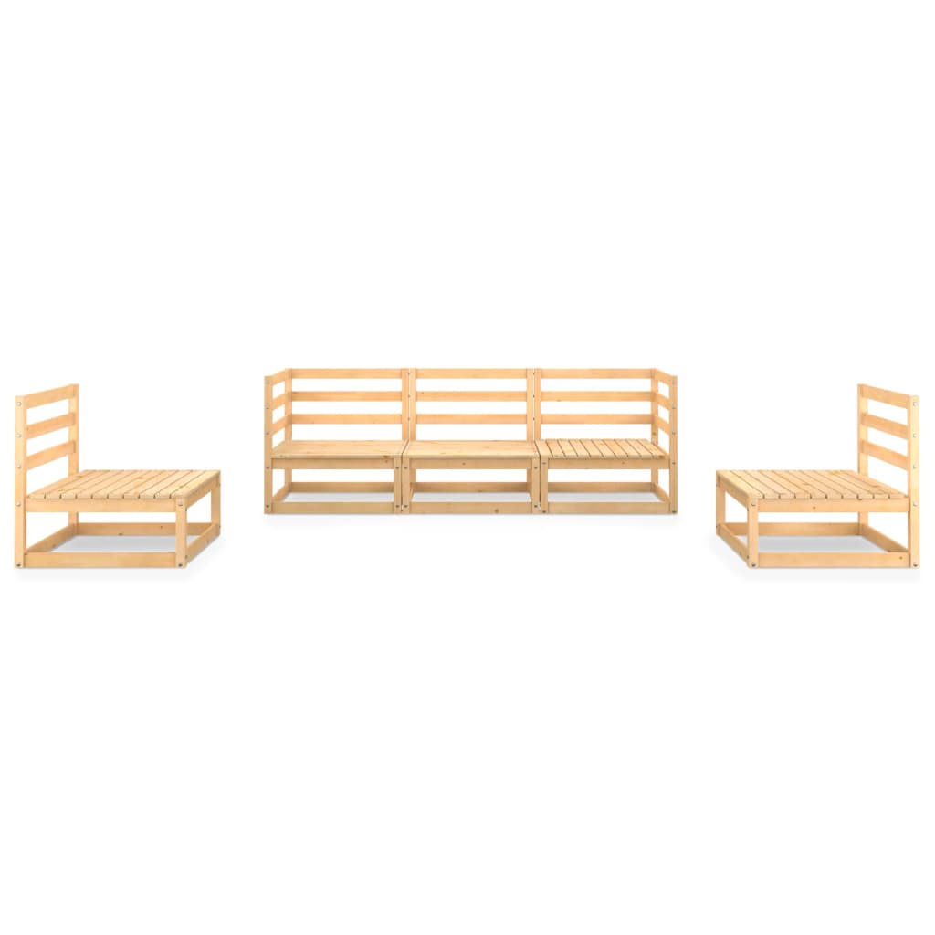 5 Piece Garden Lounge Set Solid Pinewood