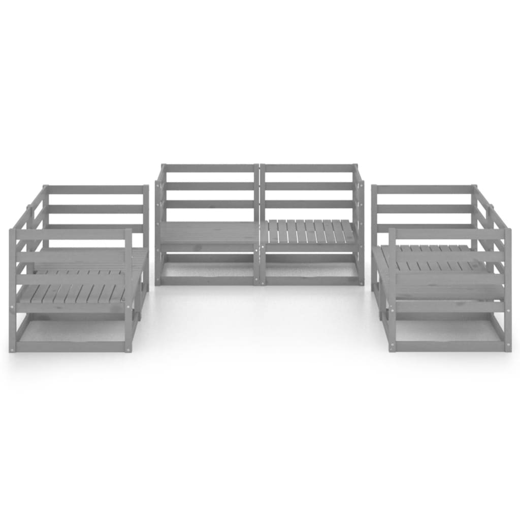 6 Piece Garden Lounge Set Grey Solid Pinewood