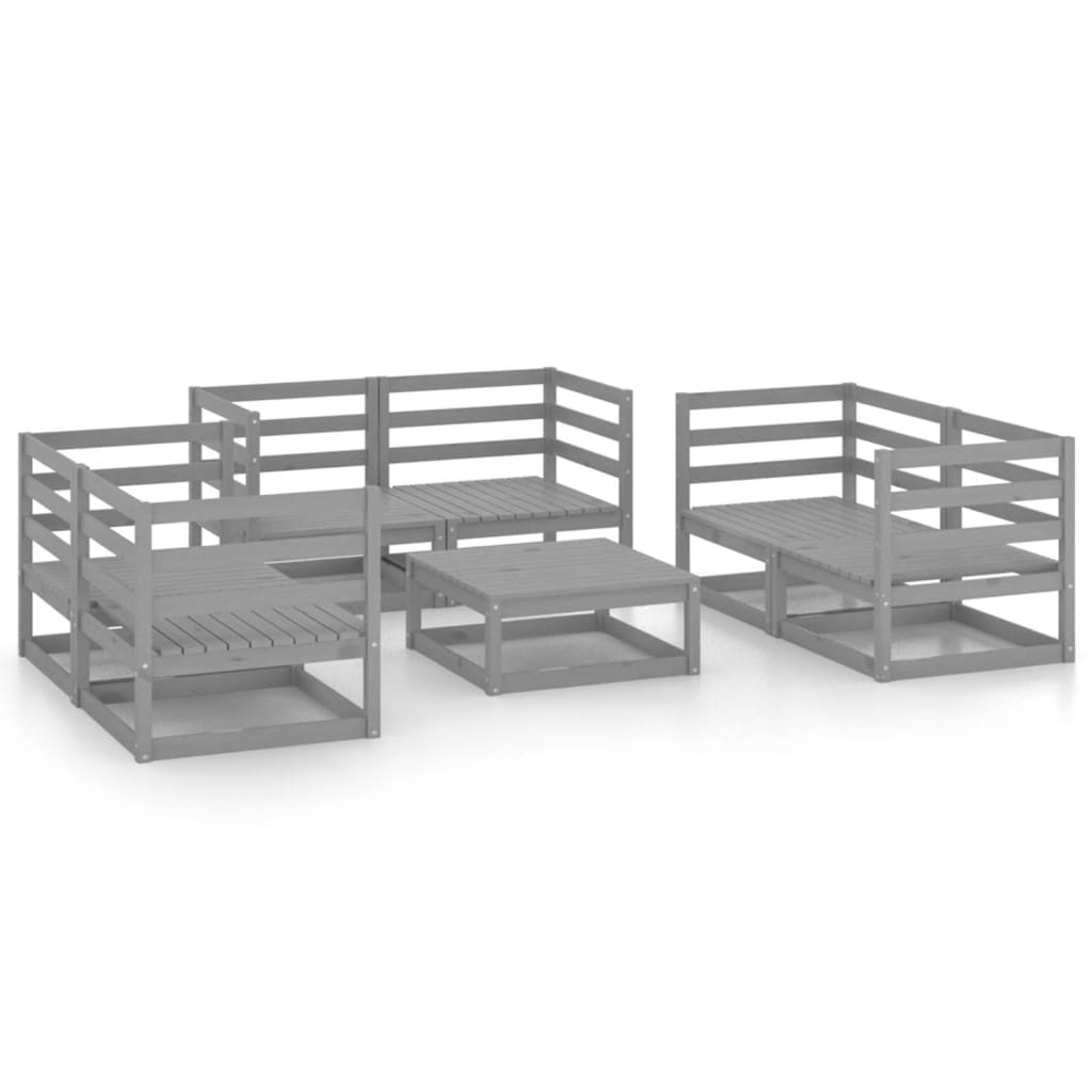 7 Piece Garden Lounge Set Grey Solid Pinewood