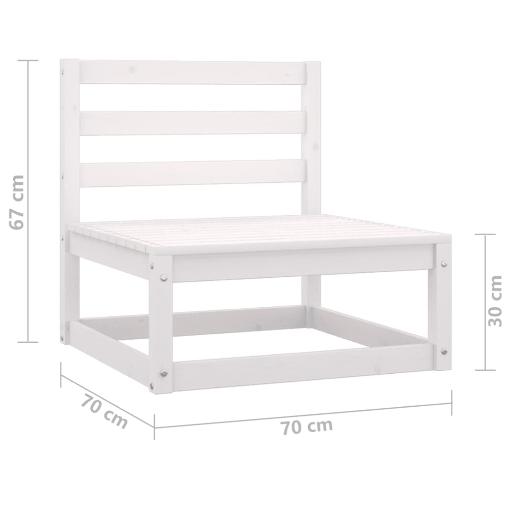 3 Piece Garden Lounge Set White Solid Wood Pine