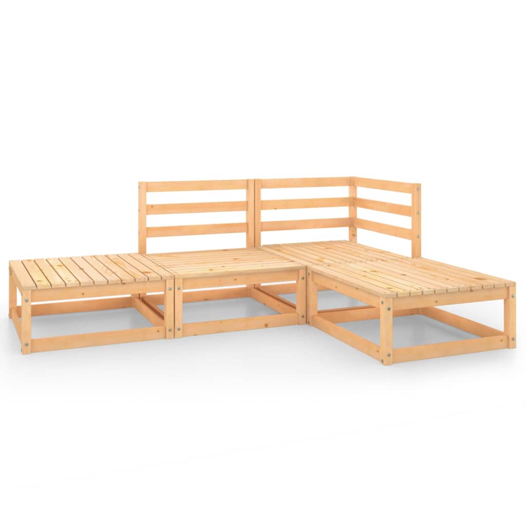 4 Piece Garden Lounge Set Solid Pinewood