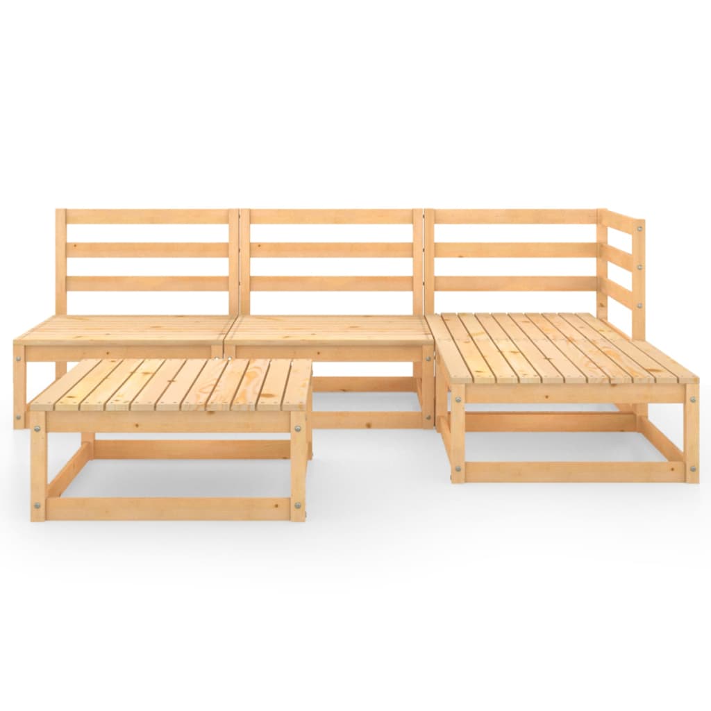 5 Piece Garden Lounge Set Solid Pinewood