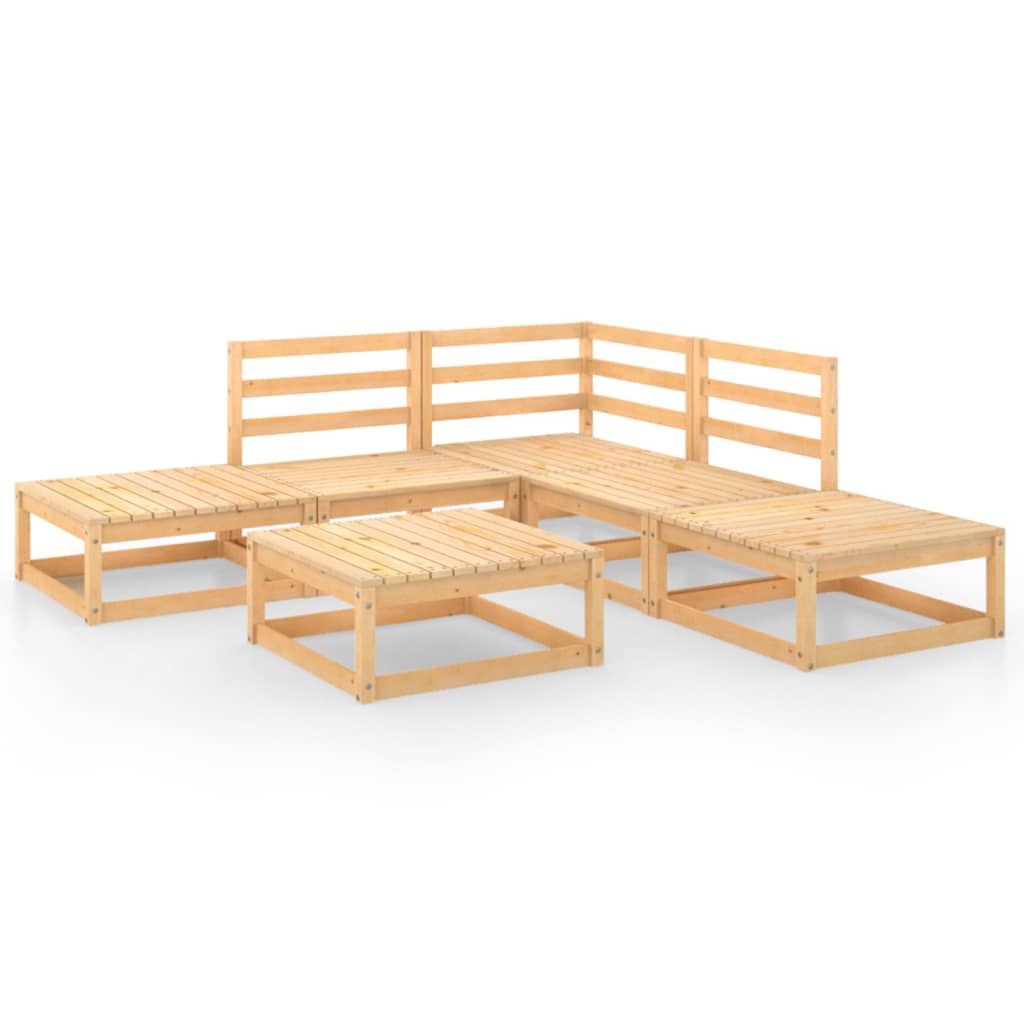 6 Piece Garden Lounge Set Solid Pinewood