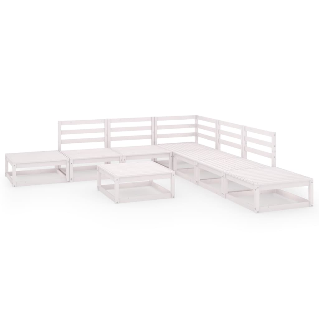 8 Piece Garden Lounge Set White Solid Pinewood
