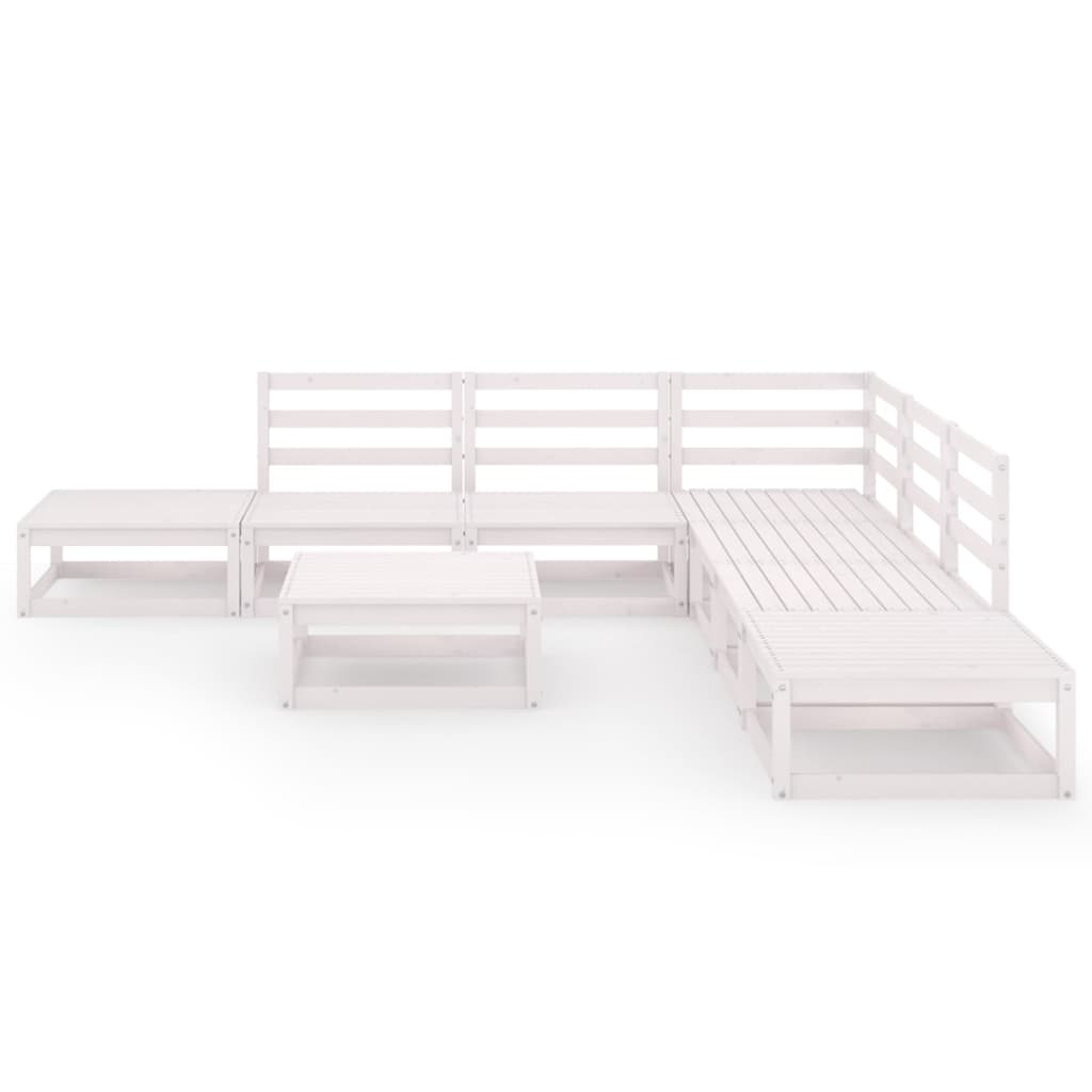 8 Piece Garden Lounge Set White Solid Pinewood