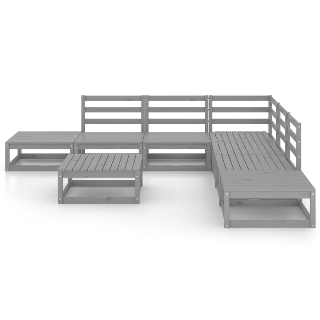 8 Piece Garden Lounge Set Grey Solid Pinewood