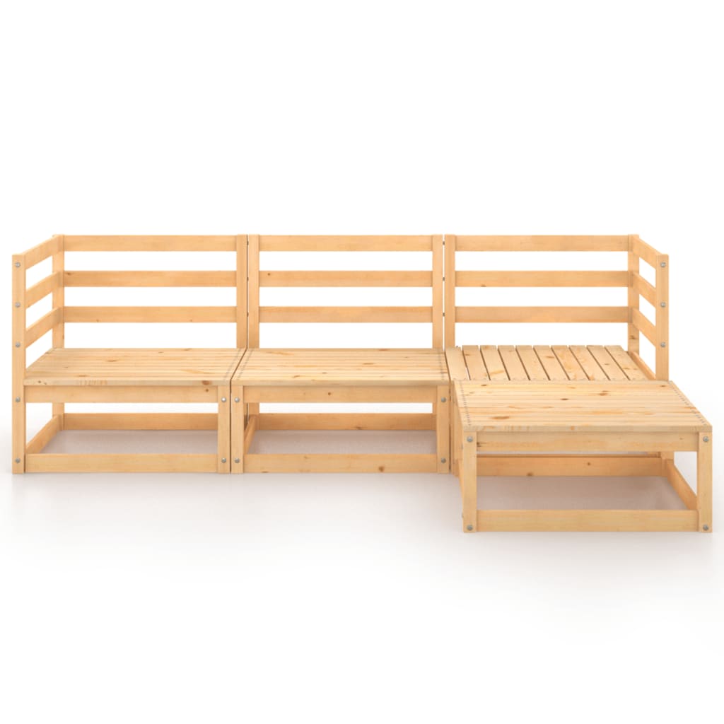4 Piece Garden Lounge Set Solid Pinewood