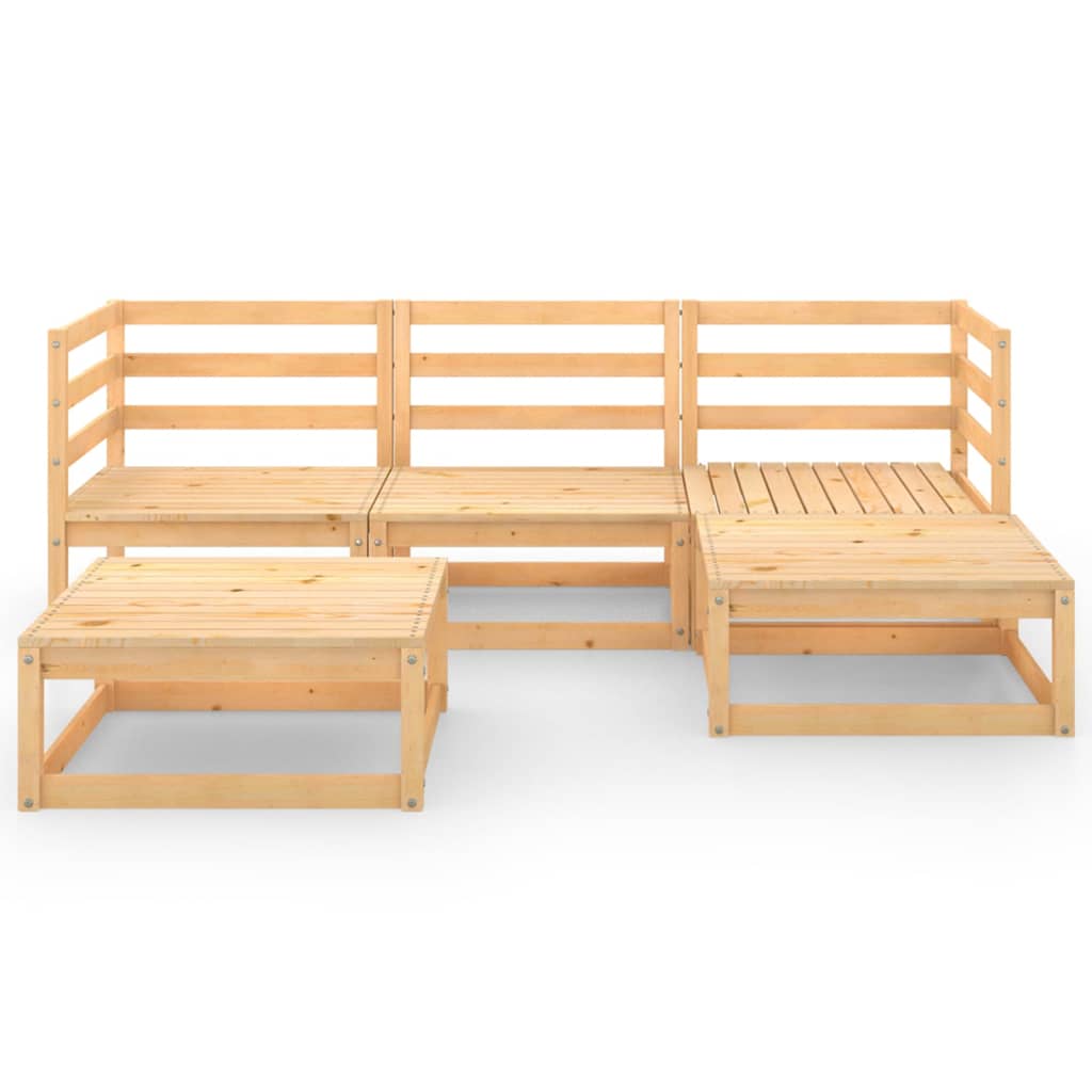 5 Piece Garden Lounge Set Solid Pinewood