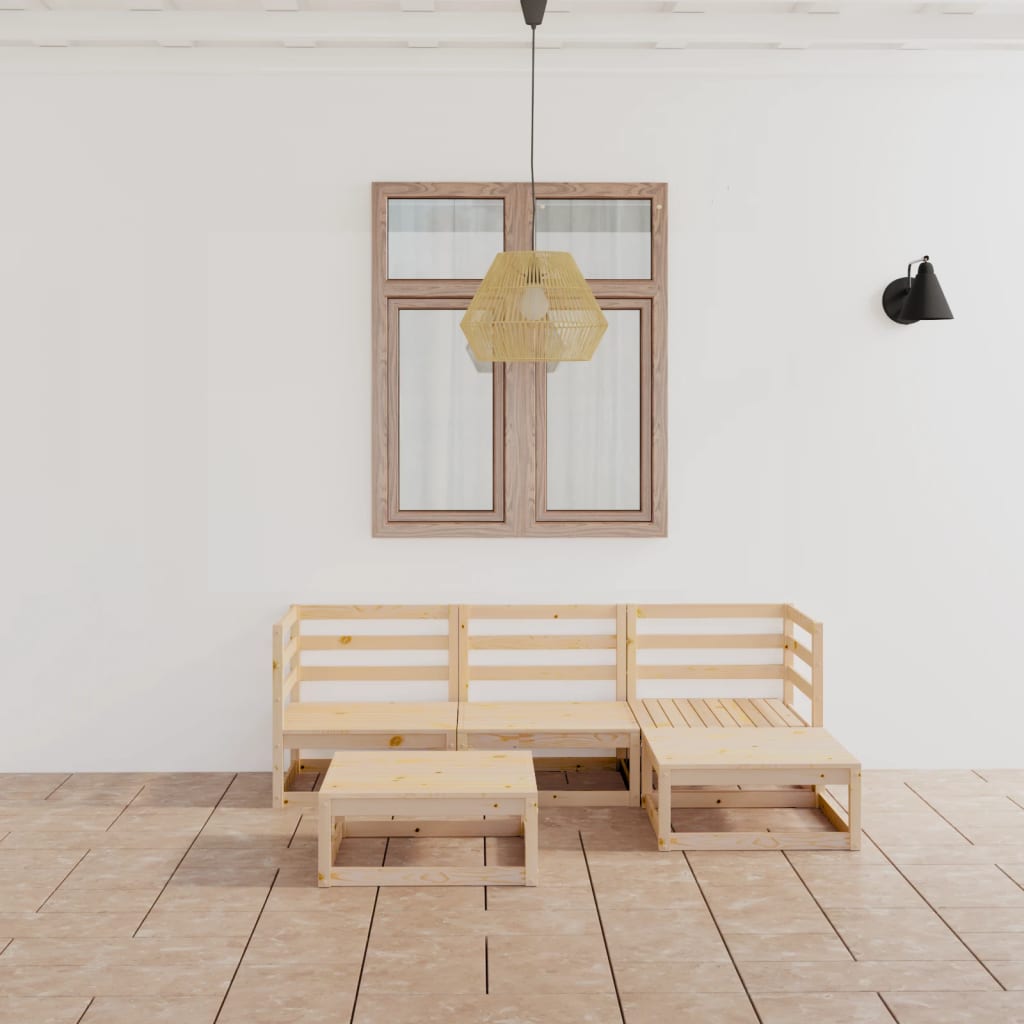 5 Piece Garden Lounge Set Solid Pinewood