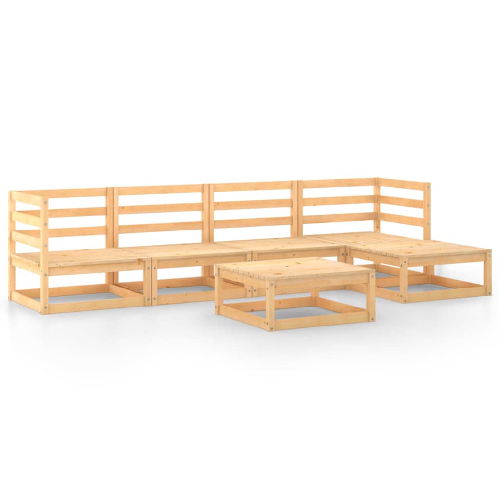 6 Piece Garden Lounge Set Solid Pinewood