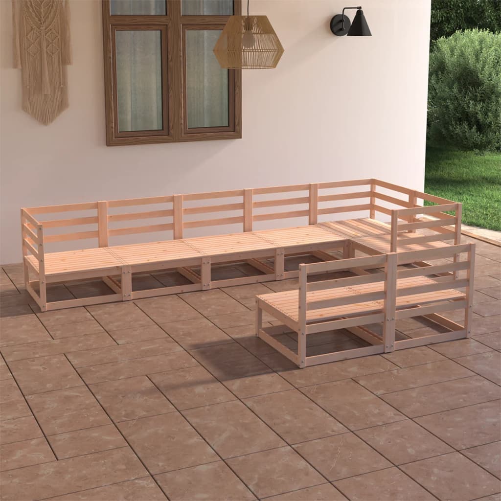 8 Piece Garden Lounge Set Solid Pinewood