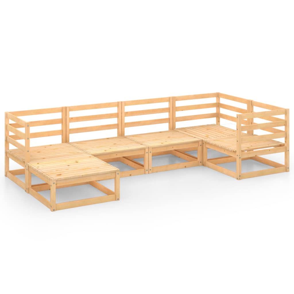 6 Piece Garden Lounge Set Solid Pinewood
