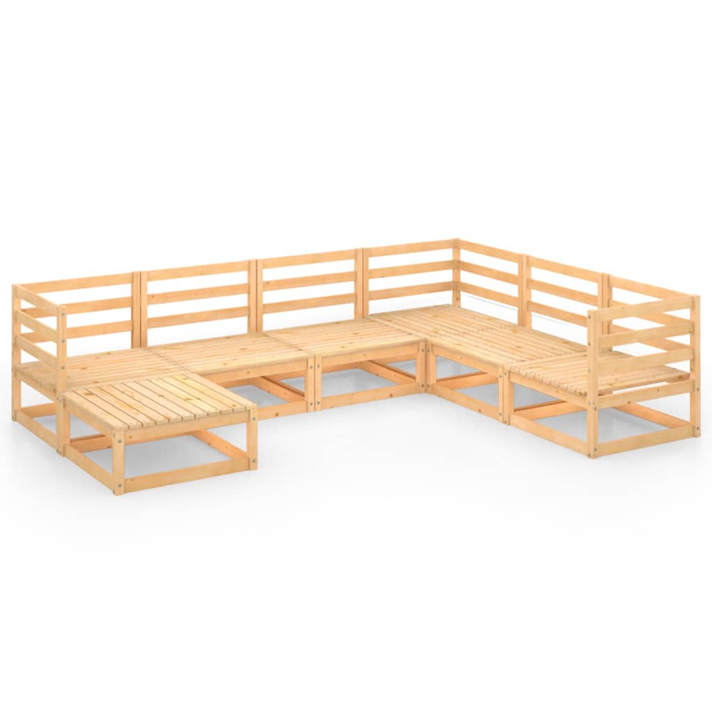 7 Piece Garden Lounge Set Solid Pinewood