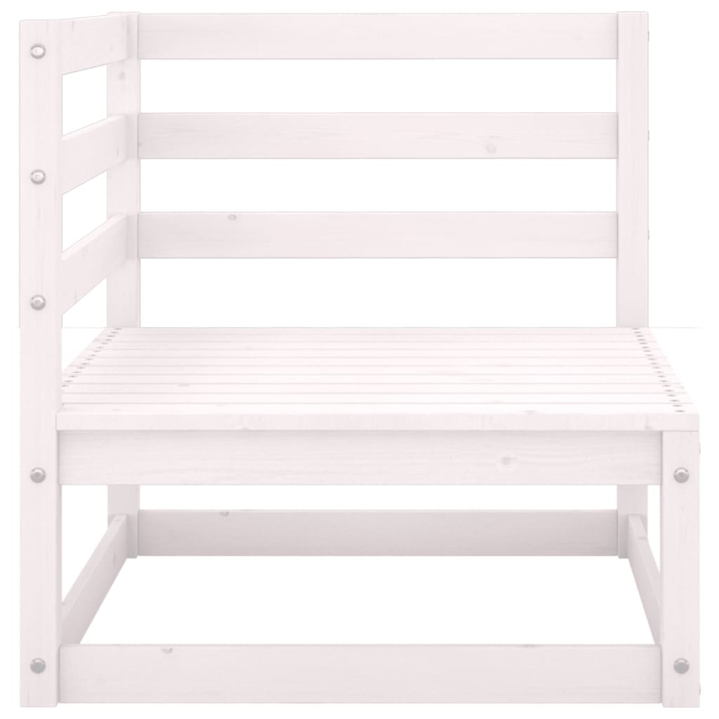 6 Piece Garden Lounge Set White Solid Pinewood