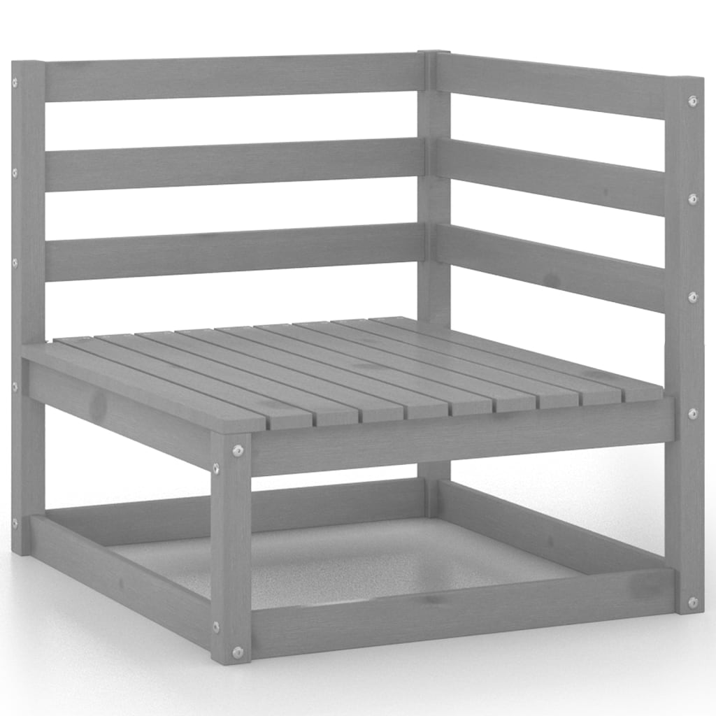 6 Piece Garden Lounge Set Grey Solid Pinewood