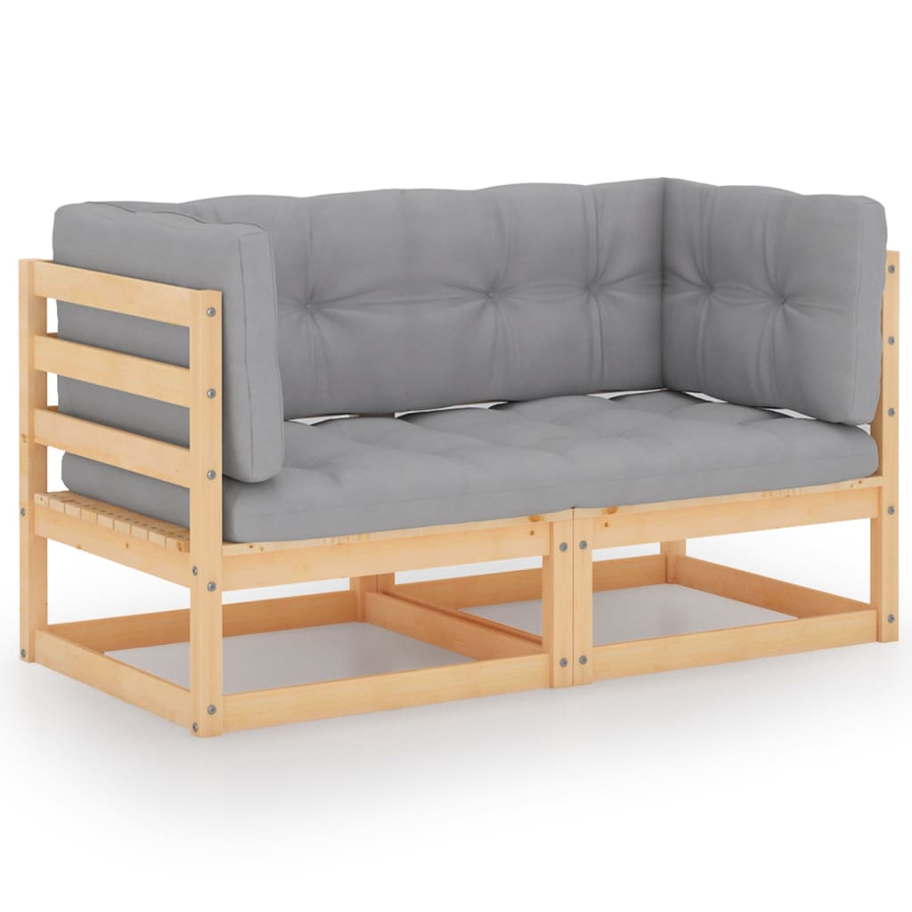 3 Piece Garden Lounge Set with Cushions Solid Pinewood